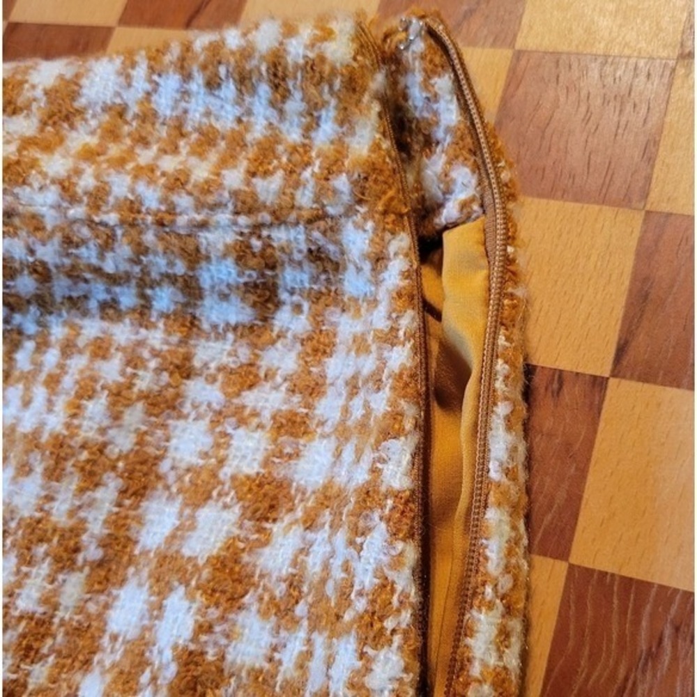 Naked Zebra Mustard Yellow Houndstooth Tweed Ruffle Mini Skirt - Picture 5 of 5